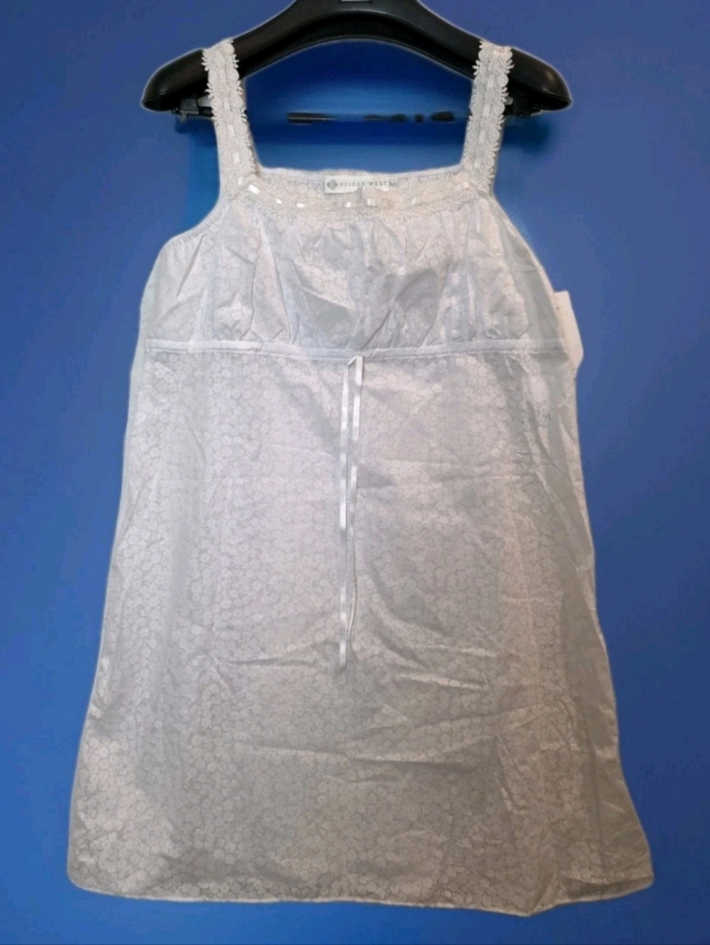 NWT Eileen West Slightly Shèer White Ditzy Floral Babydoll Nightgown M